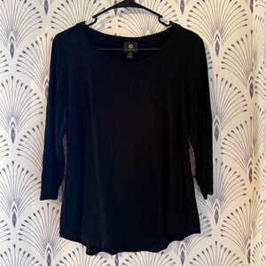 JM Collection Black Blouse with Long Sleeves